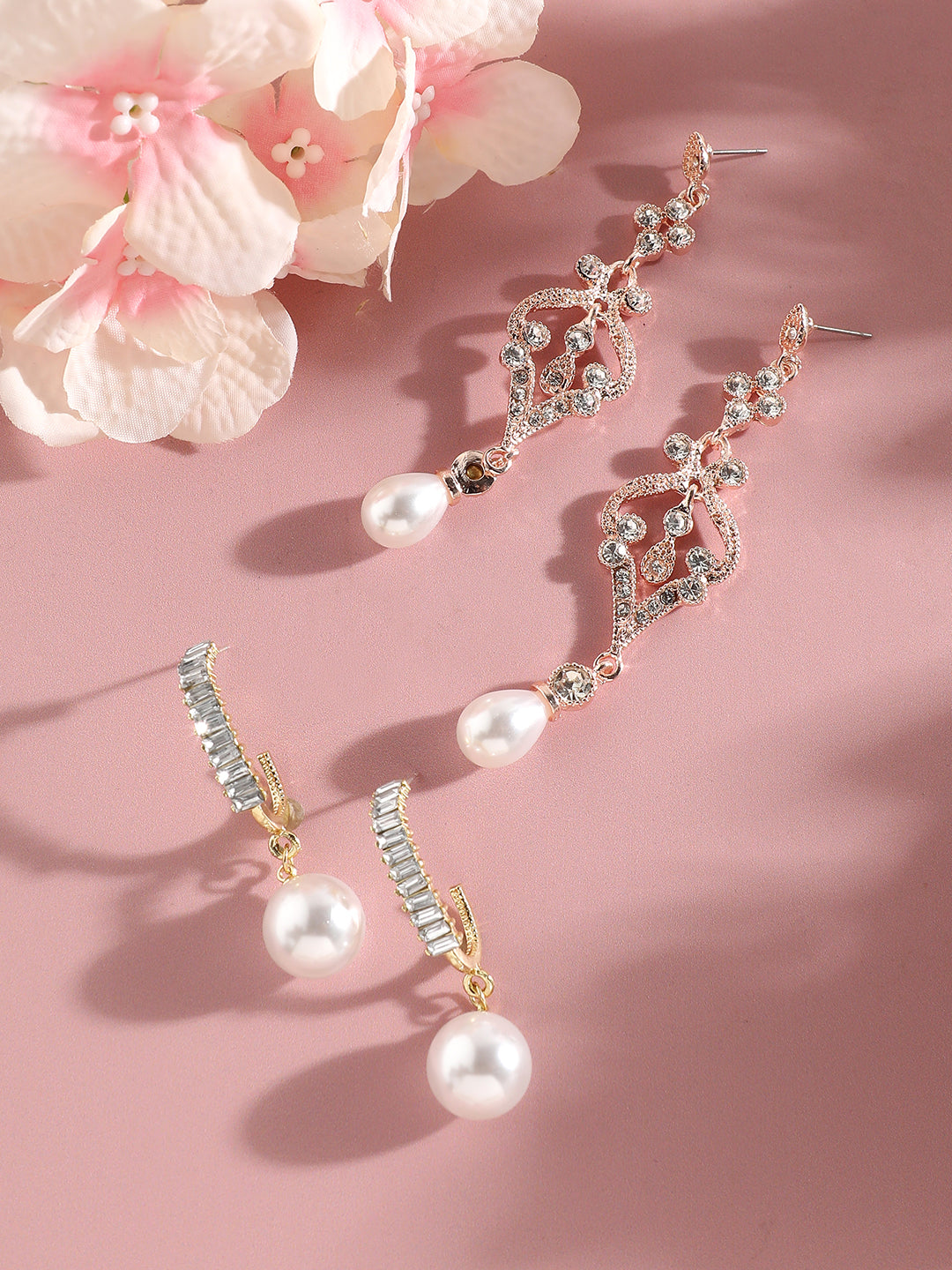 Pack Of Gold-Plated Drop Earrings