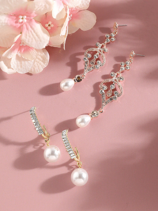 Pack Of Gold-Plated Drop Earrings