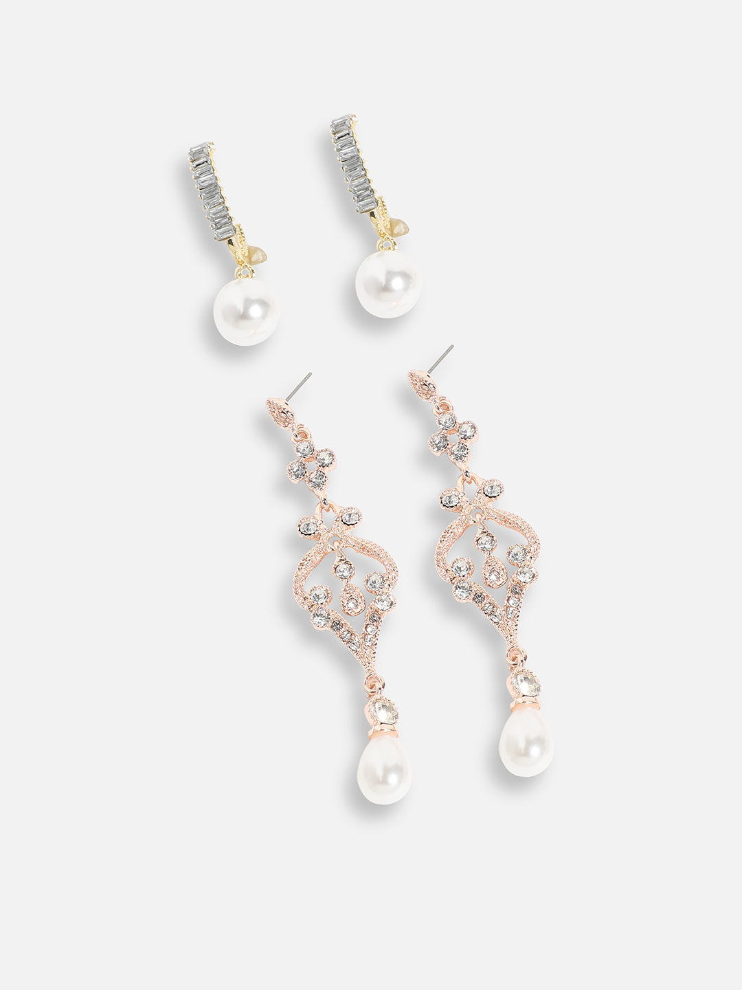 Pack Of Gold-Plated Drop Earrings