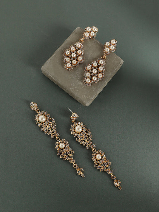 Pack Of Gold-Plated Drop Earrings