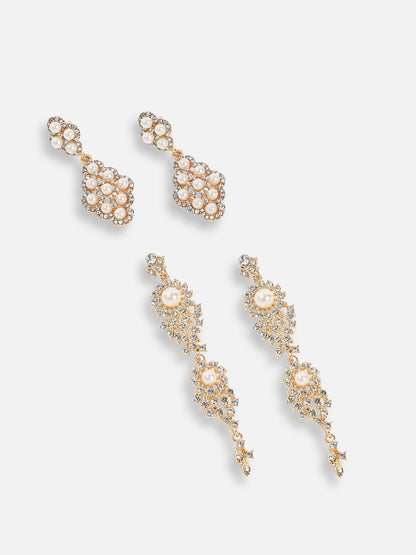 Pack Of Gold-Plated Drop Earrings
