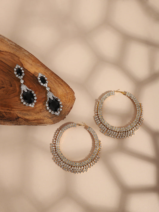Pack Of Contemporary Drop & Hoop Earrings