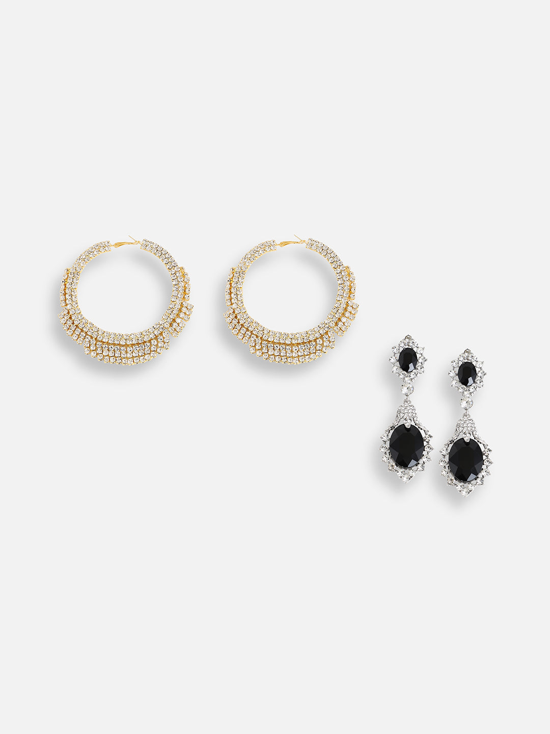 Pack Of Contemporary Drop & Hoop Earrings 