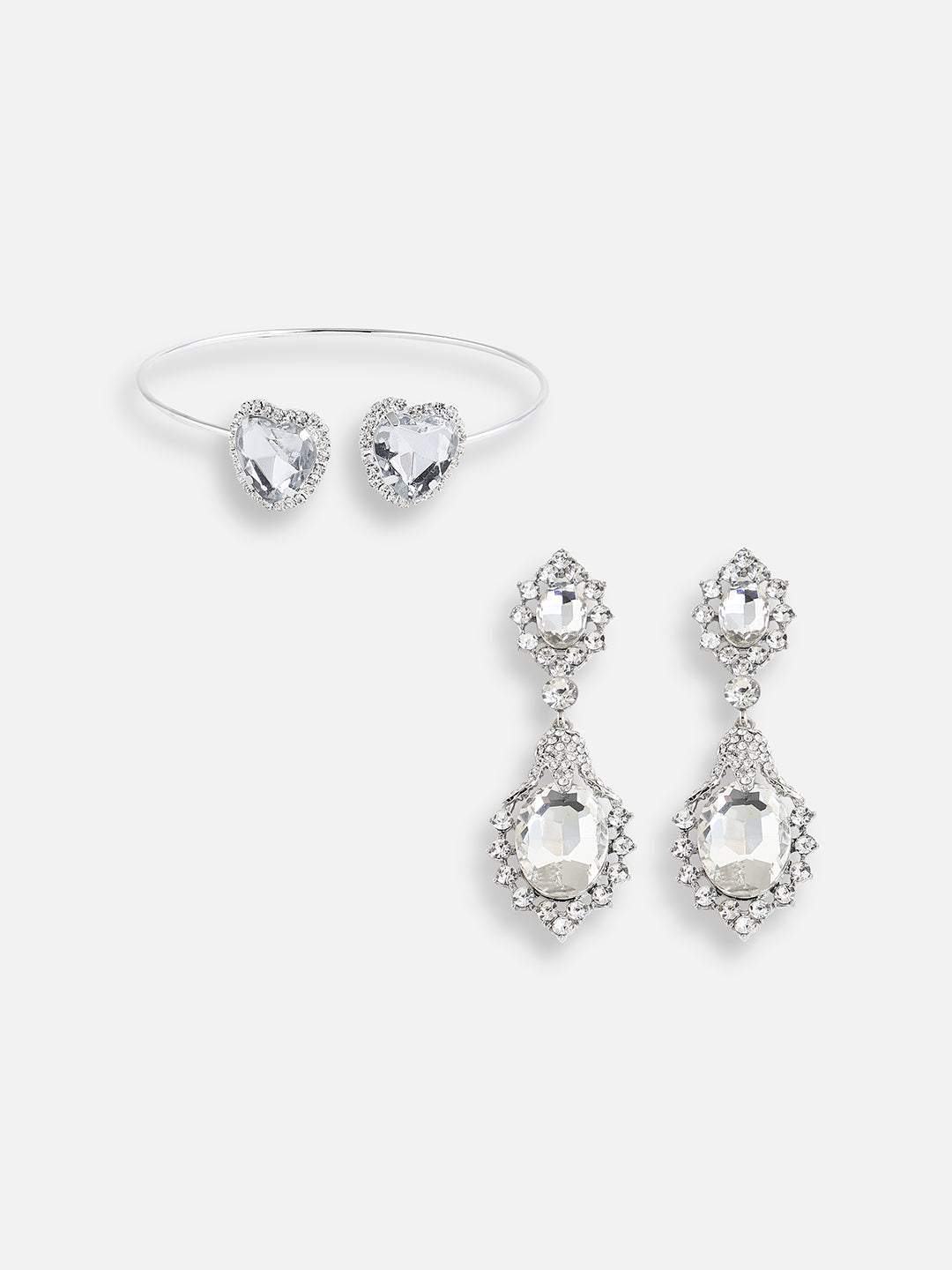 Pack Of Silver-Plated Drop Earrings & Armlet 