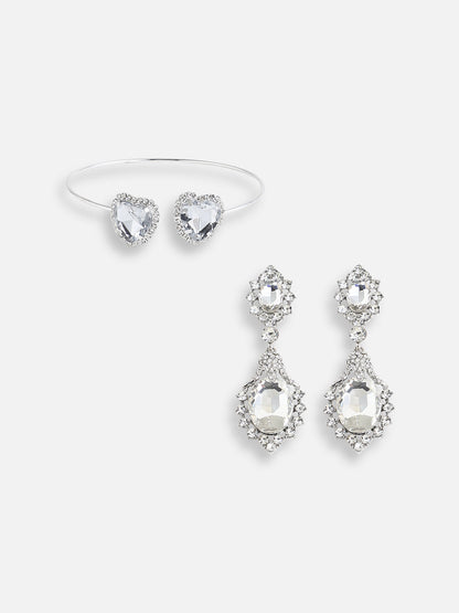 Pack Of Silver-Plated Drop Earrings & Armlet 