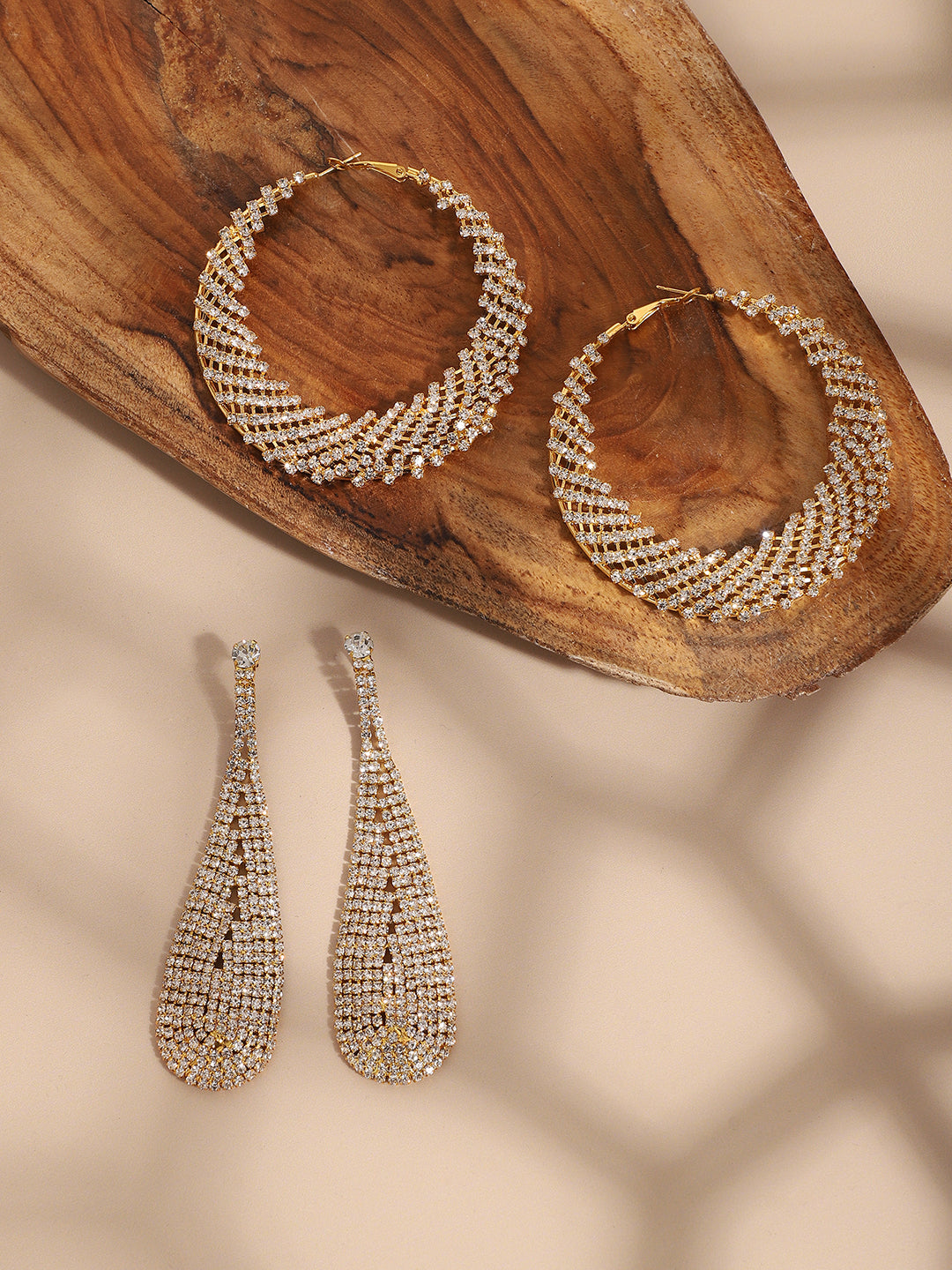 Pack Of Gold-Plated Drop & Hoop Earrings
