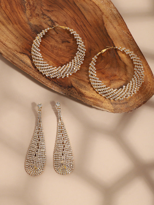 Pack Of Gold-Plated Drop & Hoop Earrings