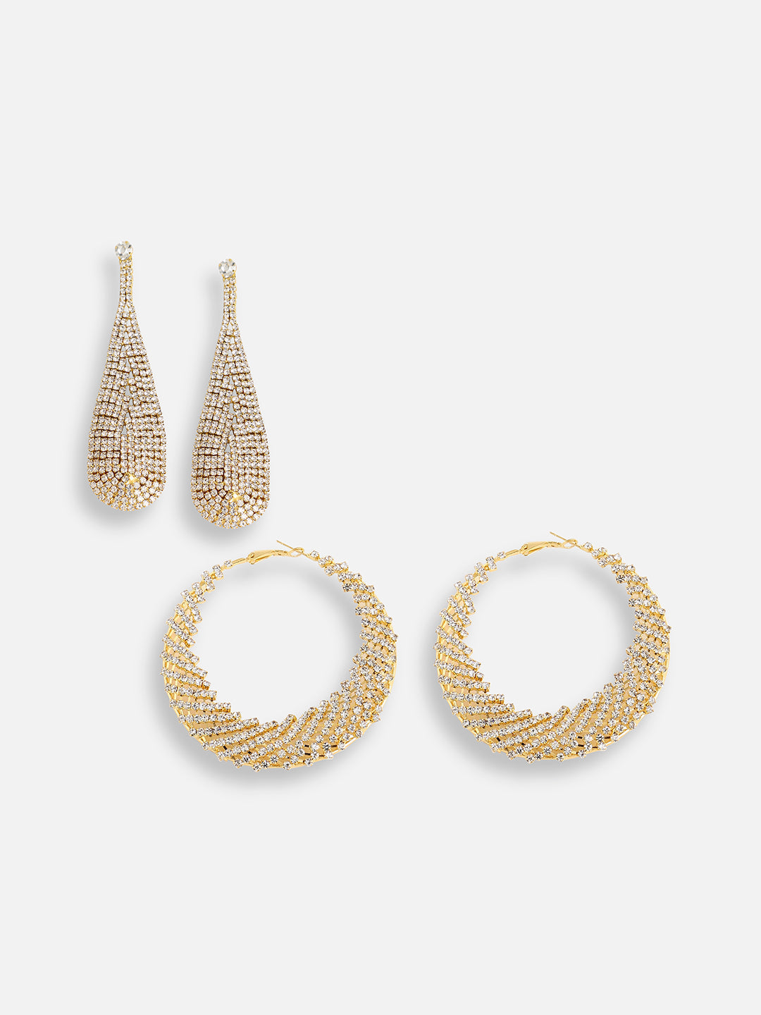 Pack Of Gold-Plated Drop & Hoop Earrings 