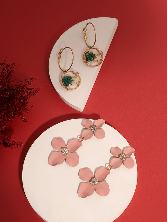 Pack Of Gold-Plated Drop Earrings