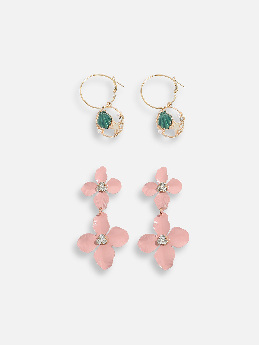 Pack Of Gold-Plated Drop Earrings