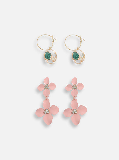 Pack Of Gold-Plated Drop Earrings