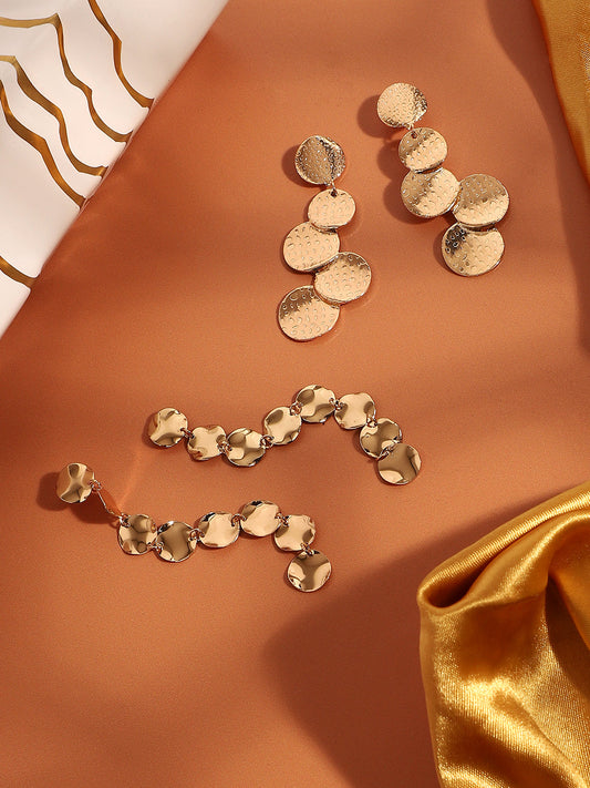 Pack Of Gold-Plated Drop Earrings