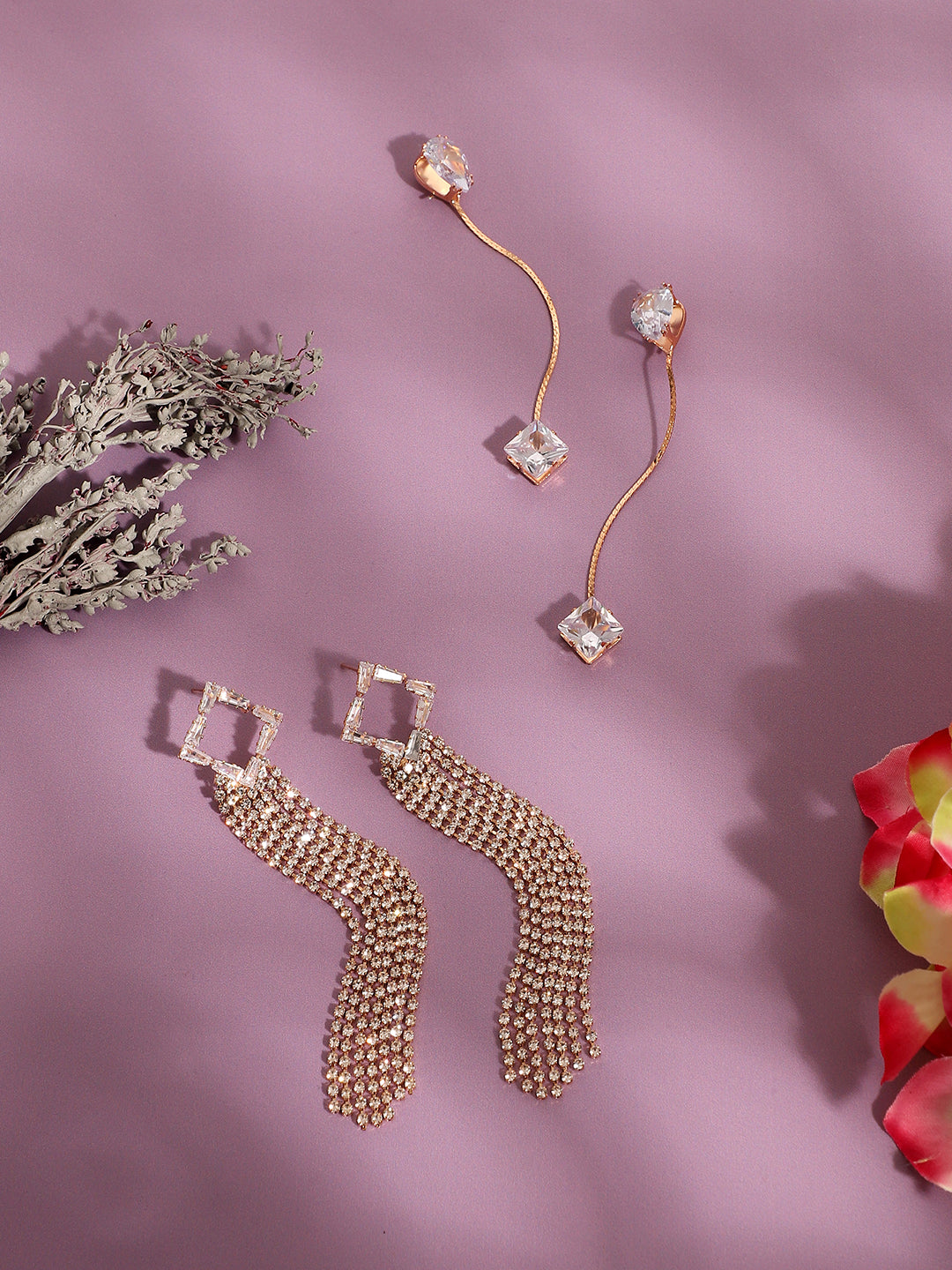 Pack Of Gold-Plated Drop Earrings