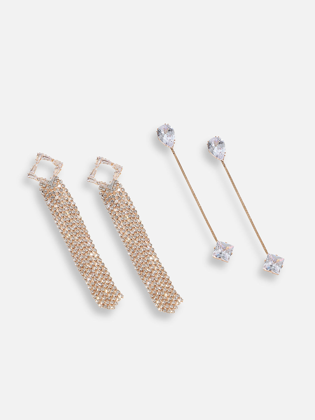 Pack Of Gold-Plated Drop Earrings