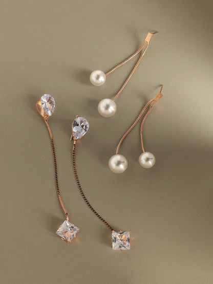 Pack Of Gold-Plated Drop Earrings