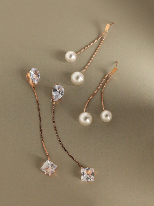 Pack Of Gold-Plated Drop Earrings