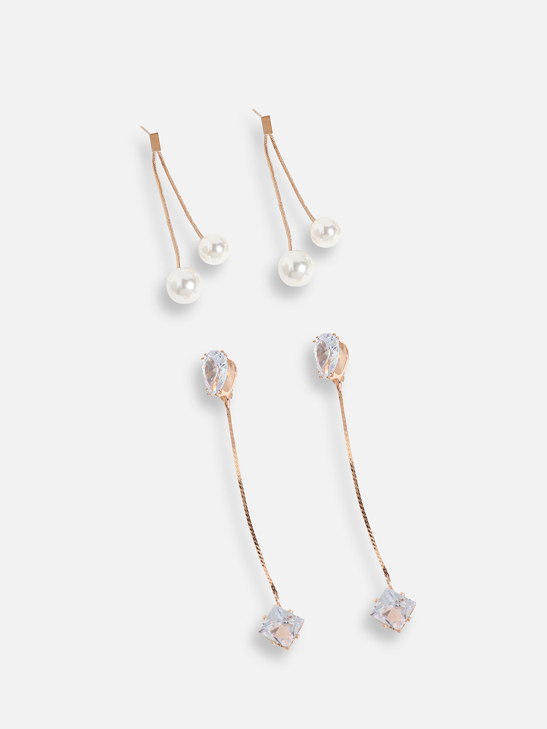 Pack Of Gold-Plated Drop Earrings