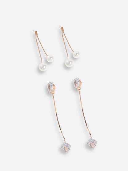 Pack Of Gold-Plated Drop Earrings