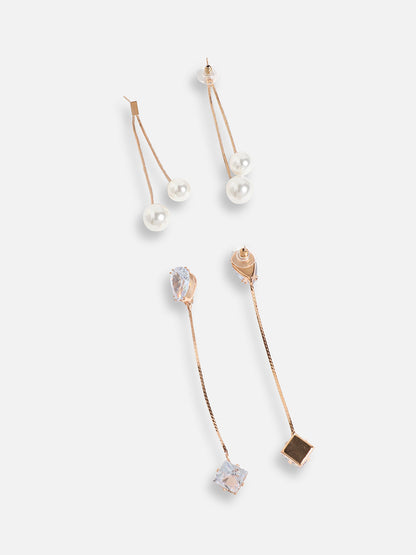 Pack Of Gold-Plated Drop Earrings 