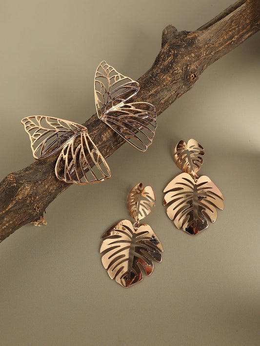 Pack Of Gold-Plated Drop Earrings