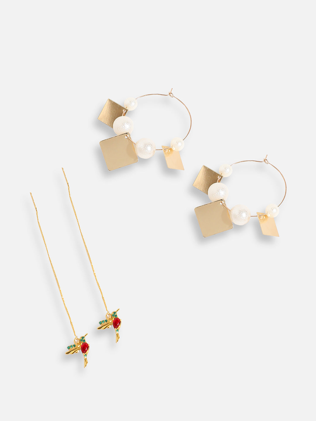 Pack Of Gold-Plated Drop & Hoop Earrings