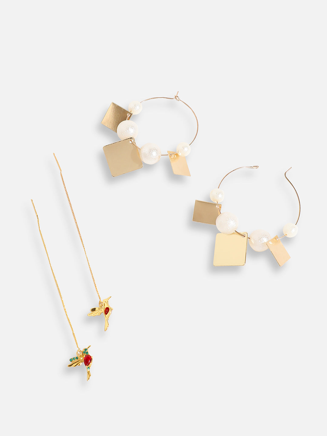 Pack Of Gold-Plated Drop & Hoop Earrings 