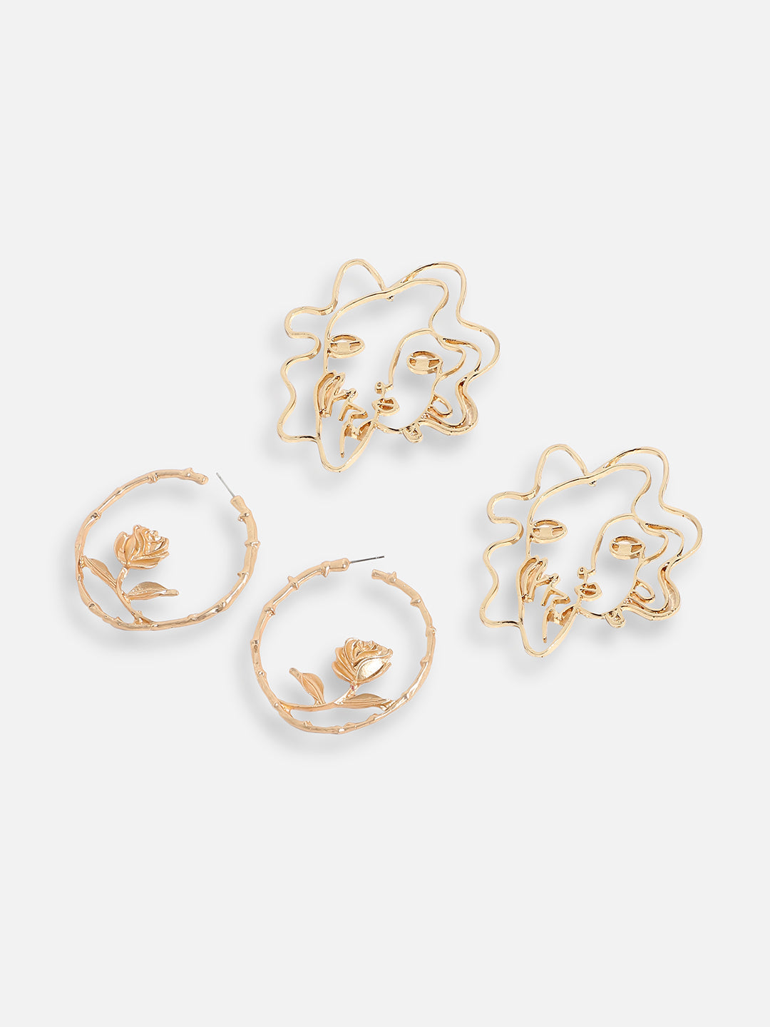 Pack Of Gold-Plated Drop & Hoop Earrings