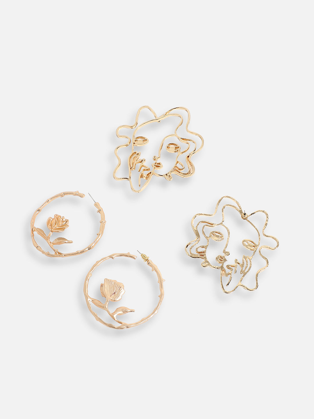 Pack Of Gold-Plated Drop & Hoop Earrings 