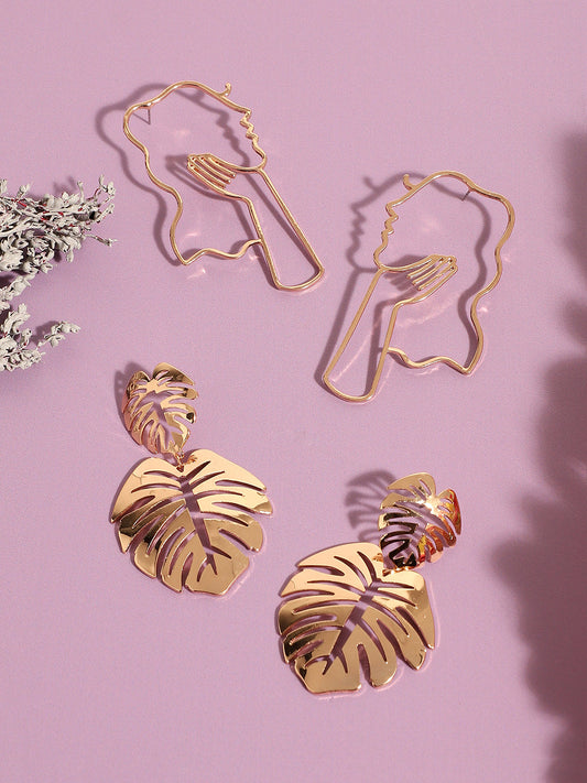 Pack Of Gold-Plated Drop Earrings