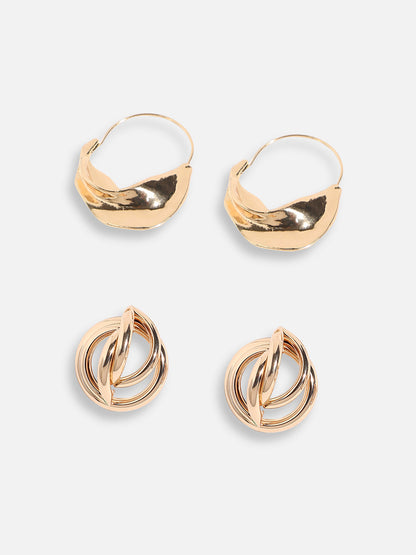 Pack Of Gold-Plated Stud & Hoop Earrings