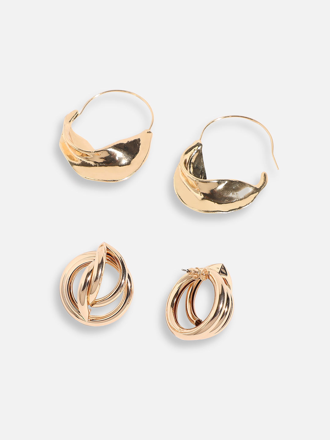Pack Of Gold-Plated Stud & Hoop Earrings 