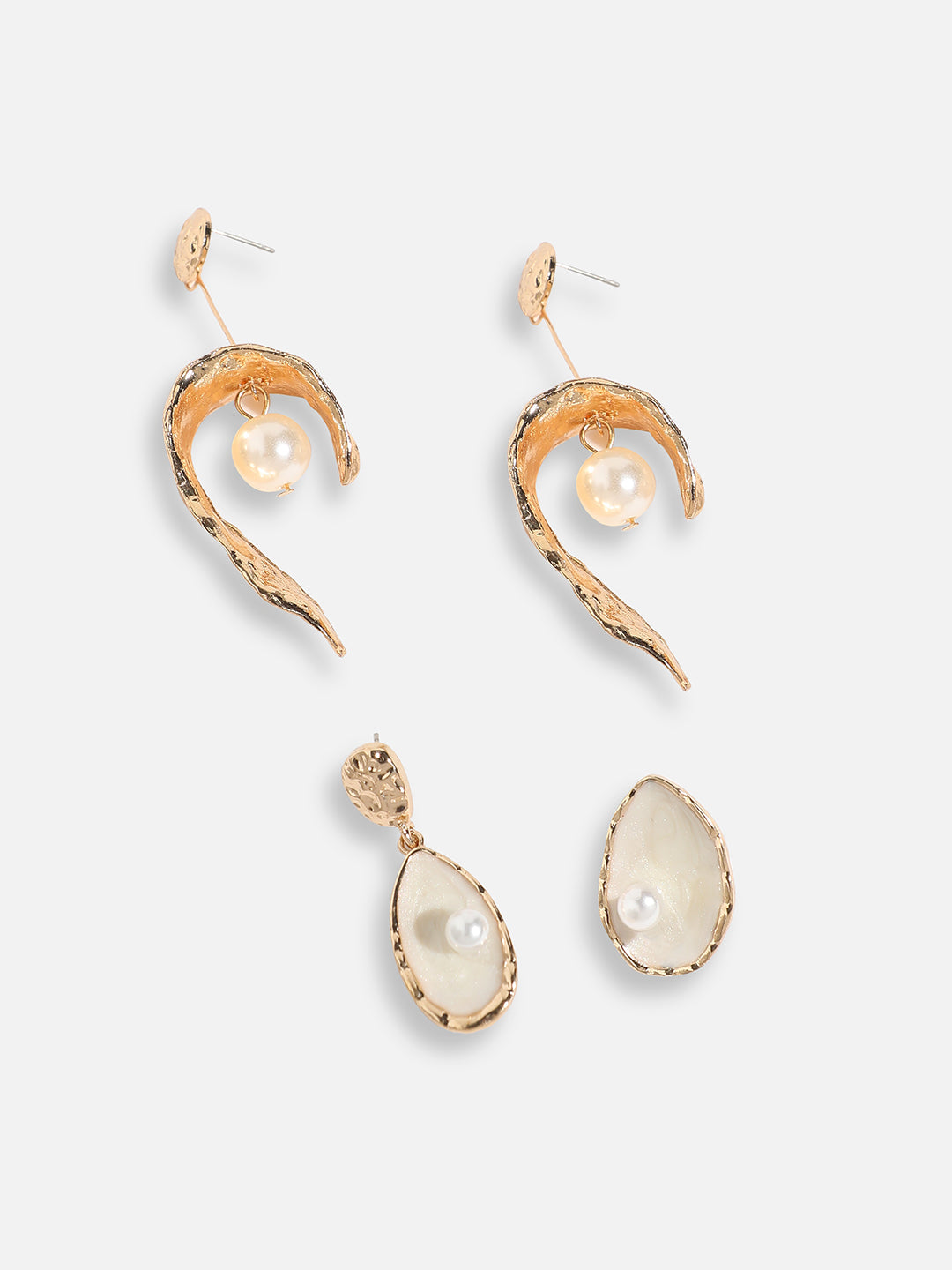 Pack Of Gold-Plated Drop Earrings