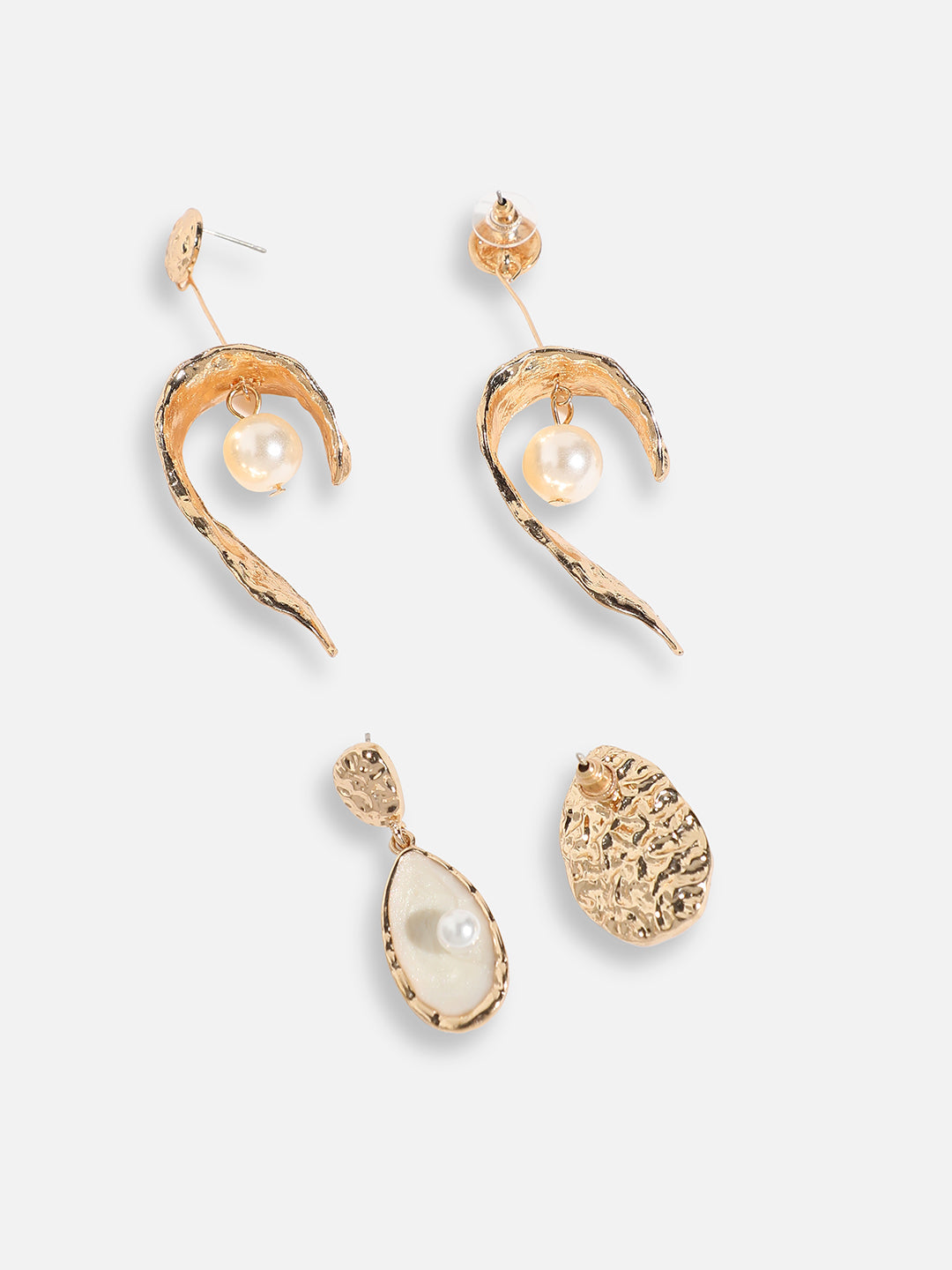 Pack Of Gold-Plated Drop Earrings 