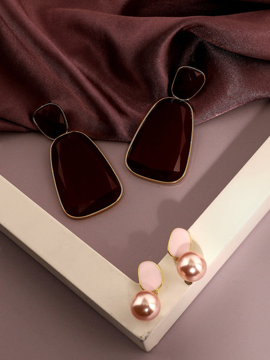 Pack Of Gold-Plated Drop Earrings