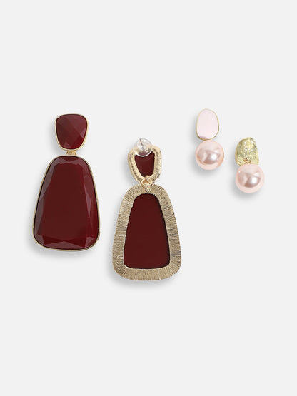 Pack Of Gold-Plated Drop Earrings