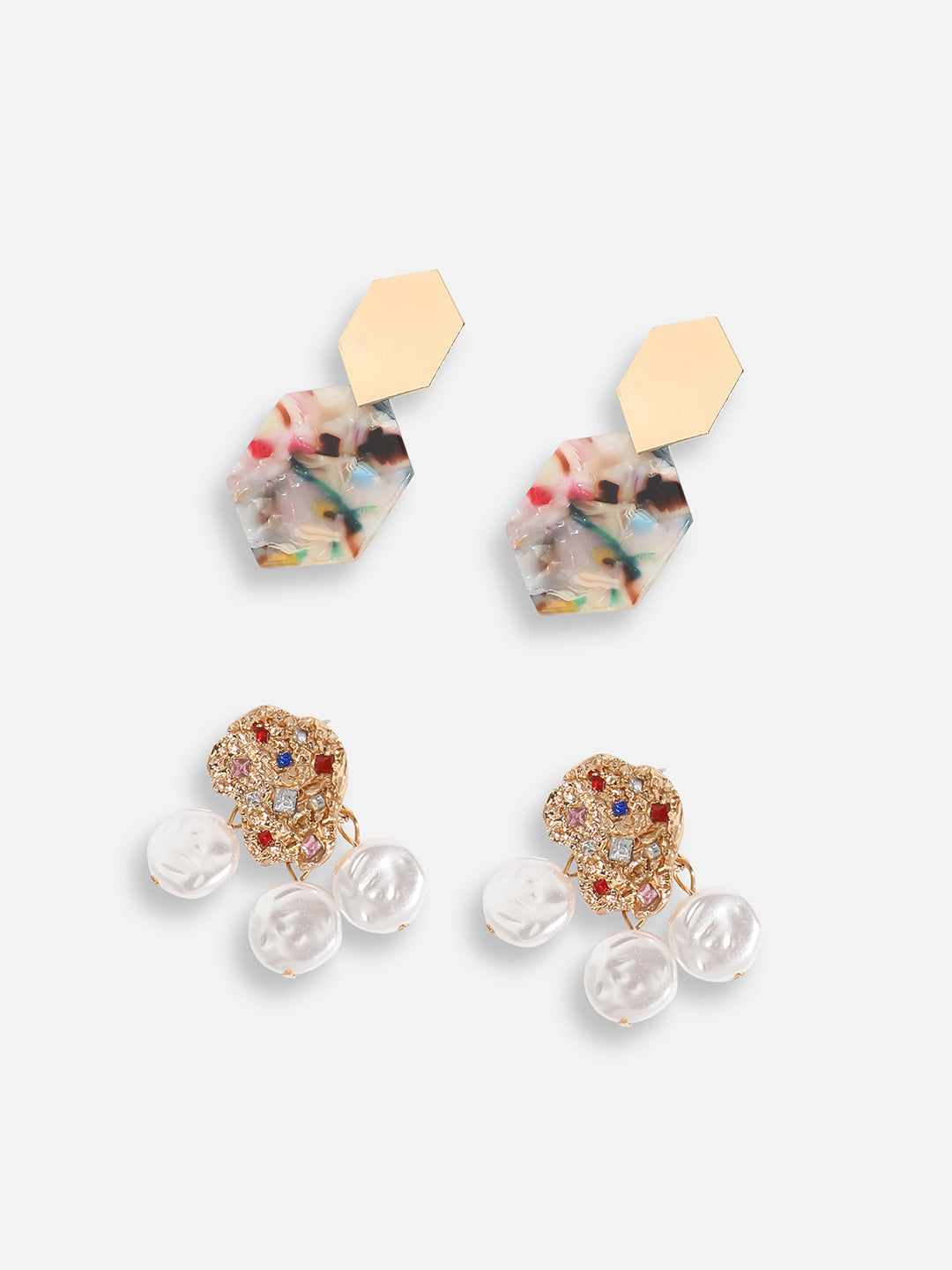 Pack Of Gold-Plated Drop Earrings 