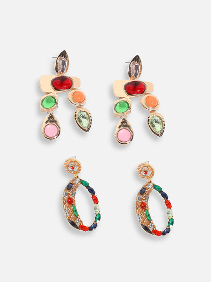 Pack Of Gold-Plated Drop Earrings 