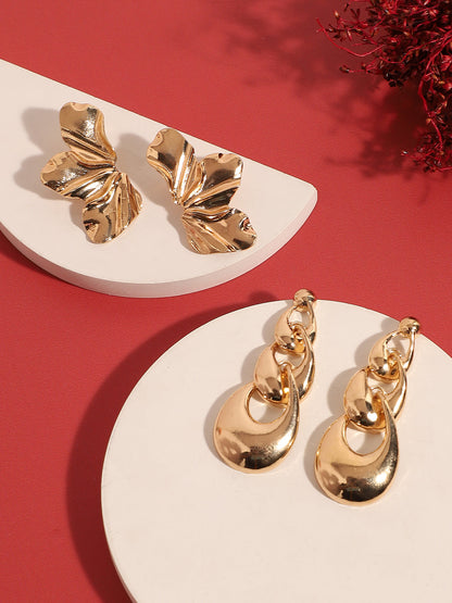 Pack Of Gold-Plated Drop Earrings