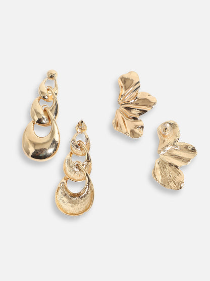 Pack Of Gold-Plated Drop Earrings