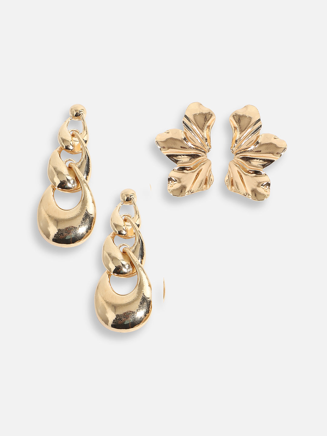 Pack Of Gold-Plated Drop Earrings 