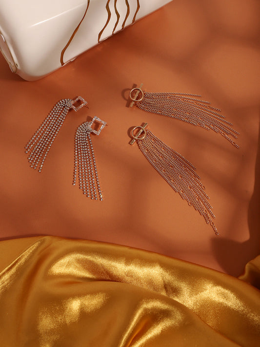 Pack Of Gold-Plated Drop Earrings