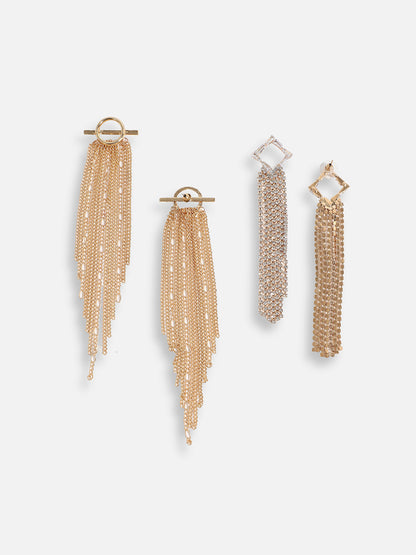 Pack Of Gold-Plated Drop Earrings
