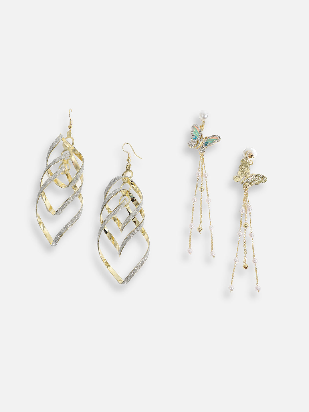 Pack Of Gold-Plated Drop Earrings