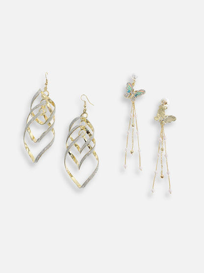 Pack Of Gold-Plated Drop Earrings