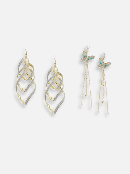 Pack Of Gold-Plated Drop Earrings 