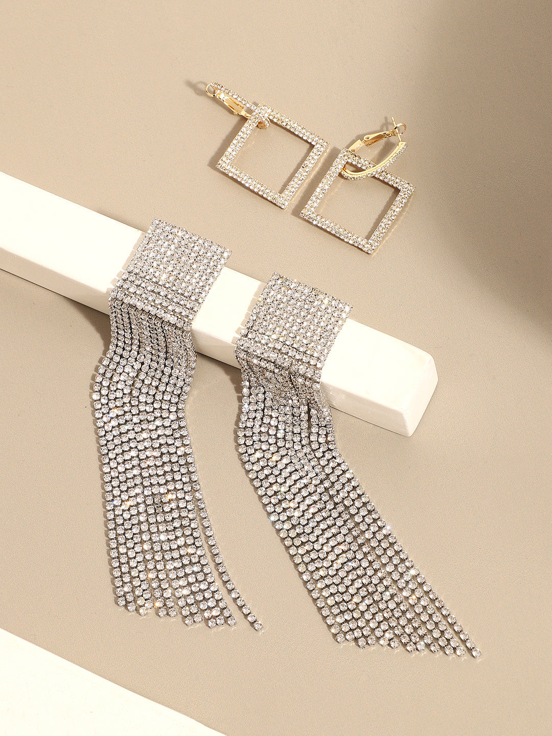 Pack Of Contemporary Bling Drop Earrings