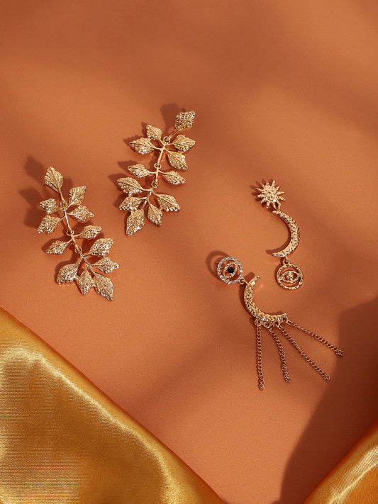 Pack Of Gold-Plated Drop Earrings