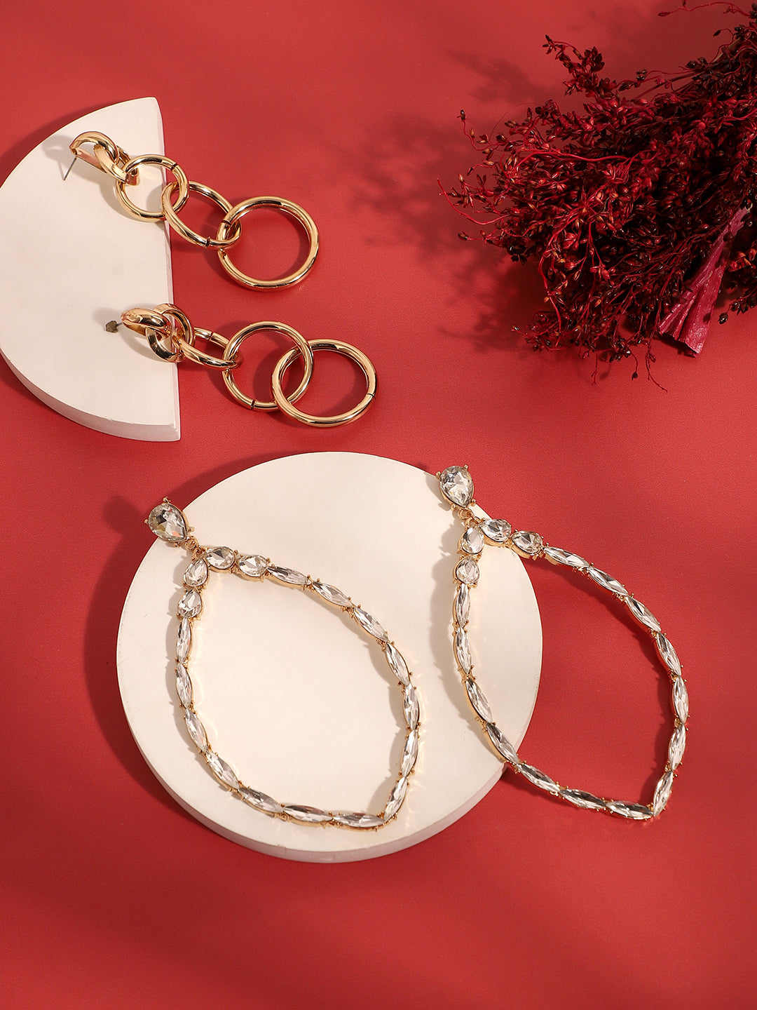 Pack Of Gold-Plated Drop Earrings