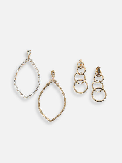 Pack Of Gold-Plated Drop Earrings