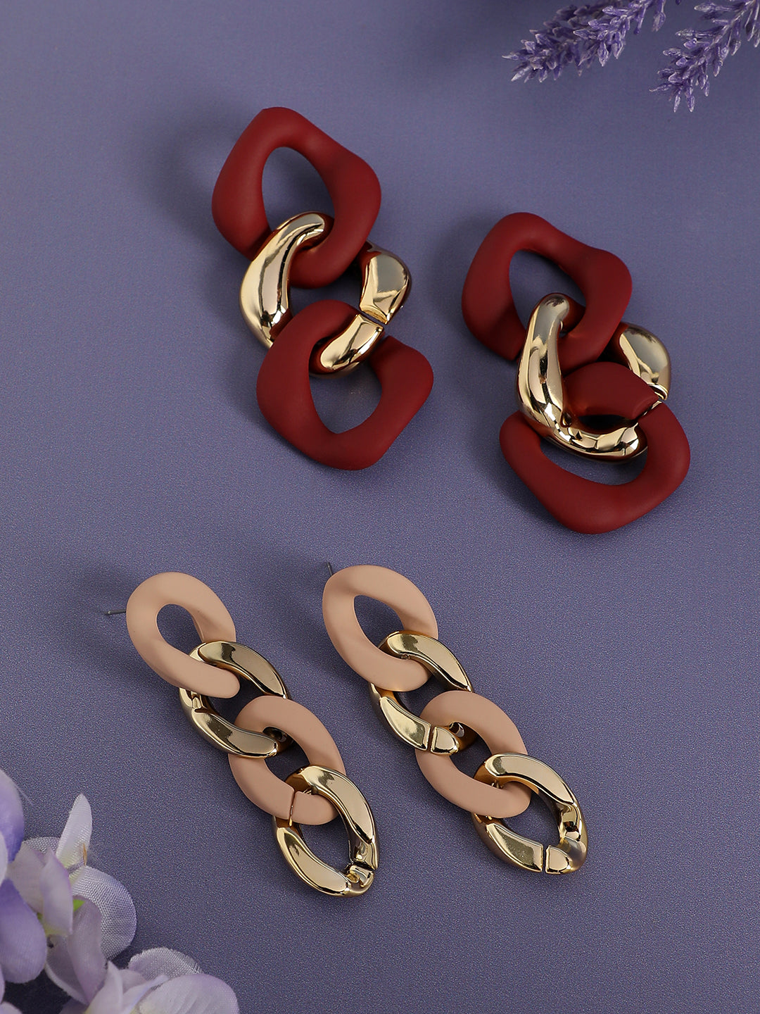 Pack Of Gold-Plated Drop Earrings